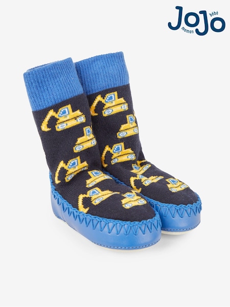 JoJo Maman Bébé Cobalt Blue Moccasin Slipper Socks (429849) | €21