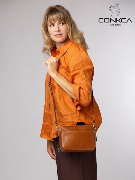 Tan Brown - Conkca 'meadow' Leather Cross-body Bag