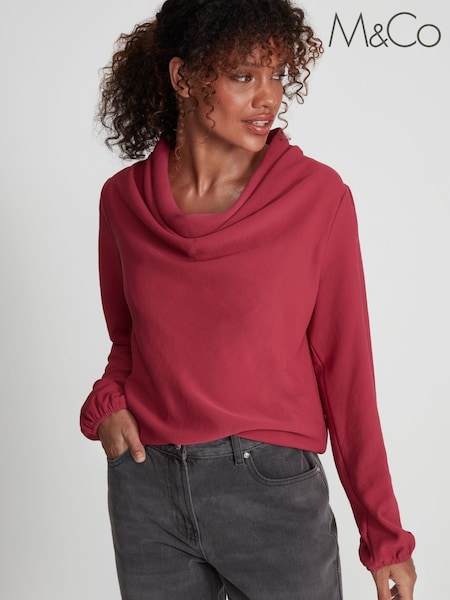 M&Co Red Cowl Neck Crepe Blouse (42Q882) | €14