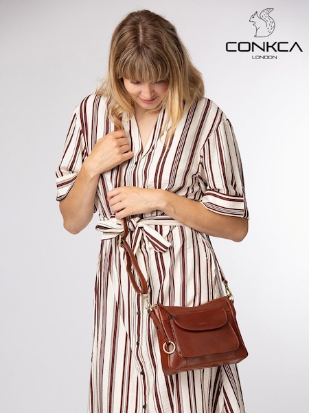 Brown - Conkca 'misty' Leather Cross-body Bag