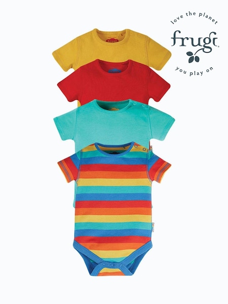 Frugi Rainbow Organic Cotton Rainbow Short Sleeve Bodysuits 4 Pack (430060) | 48 €