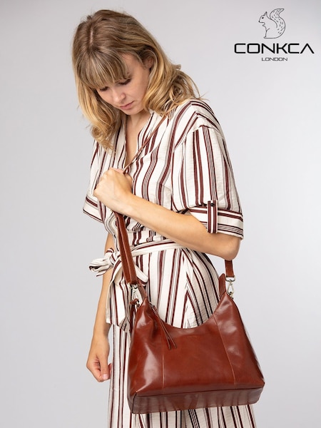 Brown - Conkca 'poppy' Leather Shoulder Bag