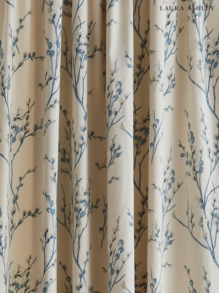 Laura Ashley Off White/Seaspray Pussy Willow Pencil Pleat 100% Cotton Pencil Pleat Curtains (430207) | €79 - €199