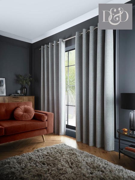 Curtina Velvet Chenille Dimout Pair Of Eyelet Curtains