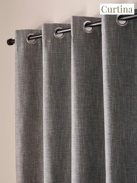 Curtina Boucle Chenille Blackout Pair Of Eyelet Curtains