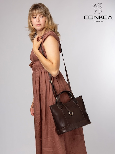 Brown - Conkca 'elm' Leather Tote & Shoulder Bag