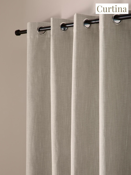 Curtina Boucle Chenille Blackout Pair Of Eyelet Curtains