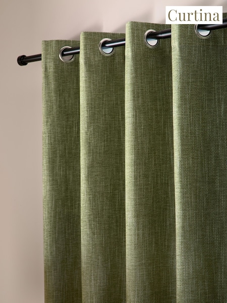 Curtina Boucle Chenille Blackout Pair Of Eyelet Curtains