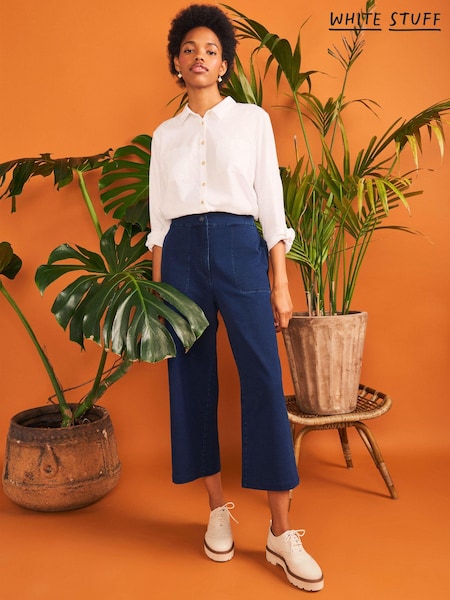 White Stuff Blue Belle Wide Leg Cropped Trousers (430567) | €92