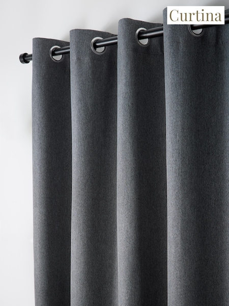 Curtina Plain Twill Blackout Pair Of Eyelet Curtains