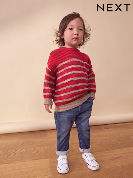 rdeča/rumenorjava; poltna Rjava črtast; progast - Crew Neck Knitted Jumper (3mths-7yrs) (430586) | € 11 - € 13