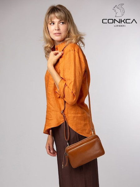 Tan Brown - Conkca 'birdy' Leather Cross-body Bag