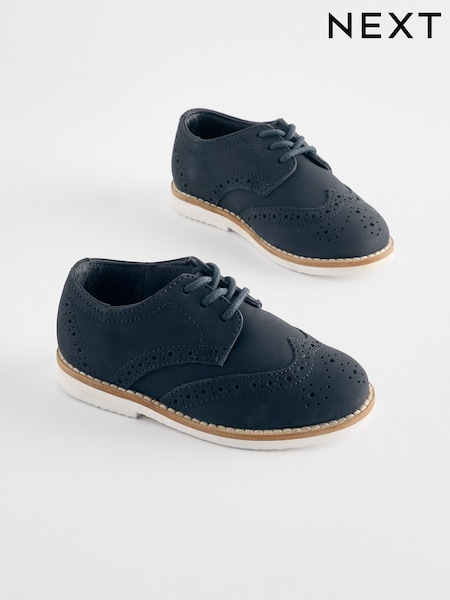 Navy Standard Fit (F) Smart Leather Brogue Shoes (430733) | 16,750 Ft - 17,950 Ft