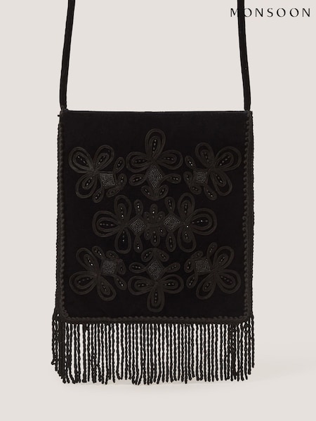 Blue - Monsoon Dori Embroidered Fringe Cross-body Bag