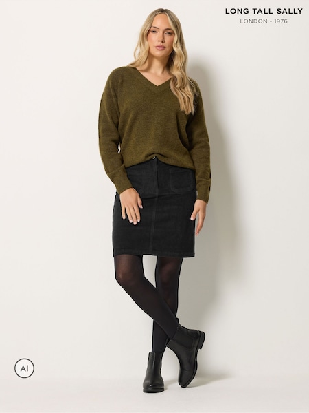 Black - Long Tall Sally Cord Cotton Mini Skirt