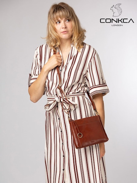 Brown - Conkca 'yew' Leather Cross-body Bag