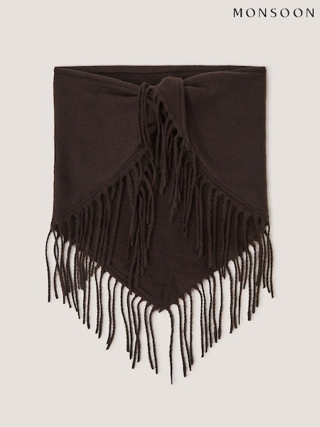 Brown - Monsoon Beatrice Knit Triangle Scarf