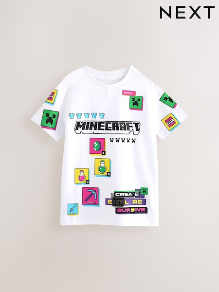 White 100% Cotton Licensed Minecraft T-Shirt (3-16yrs) (431407) | 41 QAR - 51 QAR