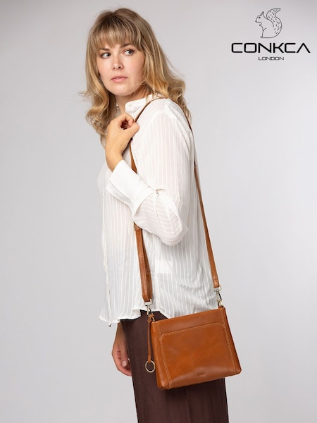 Tan Brown - Conkca 'yew' Leather Cross-body Bag