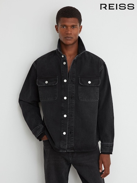 Oprana Crno - Regular Reiss Dylan Twin-pocket Denim Jacket