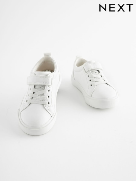 White Wide Fit (G) Touch Fastening Elastic Lace Trainers (431815) | kr251 - kr317