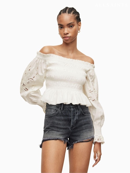 AllSaints White Broderie Lara Top (431974) | €95