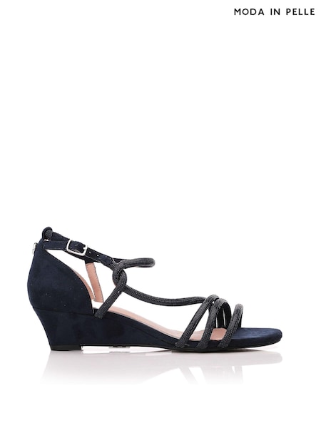 Moda In Pelle Yazmina Blue Assymetric Glitz Demi Wedge Sandals (432014) | €50