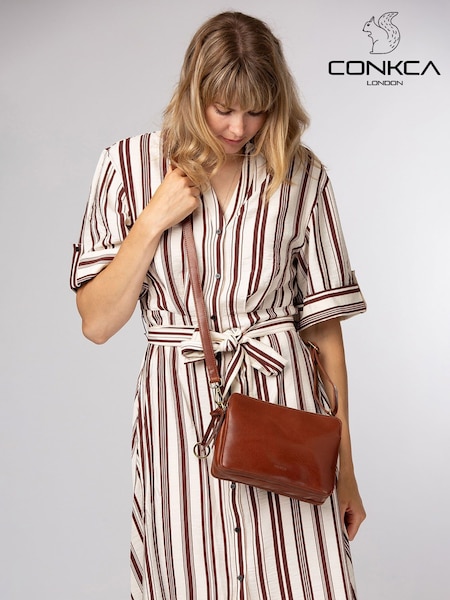 Brown - Conkca 'robin' Leather Cross-body Bag