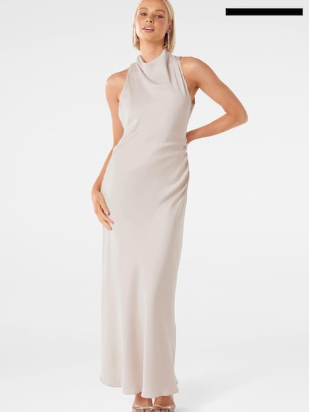 Forever New White Michelle Open Back Satin Maxi Dress (432734) | €75