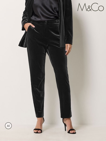 Black - M&co Velvet Tapered Trousers