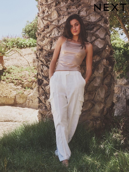 Alb - Pantaloni cargo elegantă din Blend in (433270) | 98 LEI