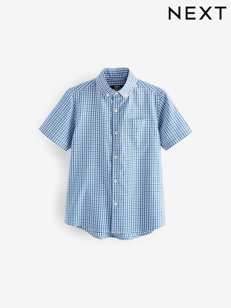 Blue Short Sleeve Oxford Check Shirt (3-16yrs) (433364) | €7 - €11