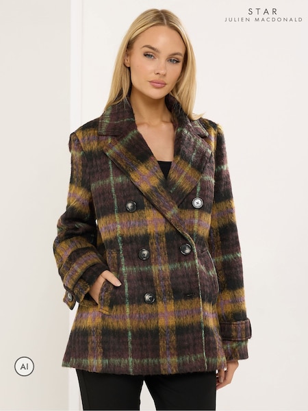 Brown - Star By Julien Macdonald Checks Peacoat