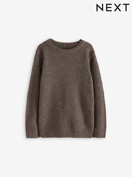 Brown Textured Crew Neck Jumper (3-16yrs) (433396) | AED53 - AED71