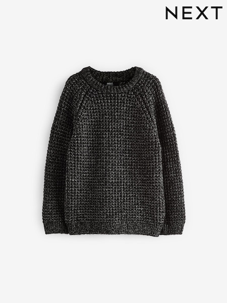 Black Crew Neck Knitted Jumper (3-16yrs) (433442) | AED60 - AED78