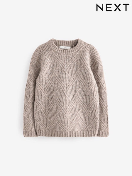 Neutral Textured Knitted Crew Neck Jumper (3-16yrs) (433510) | €19 - €24