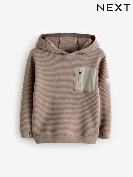 Taupe Brown 100% Cotton Utility Knitted Hoodie (3-16yrs) (433572) | €8.50 - €12