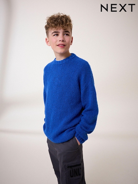 Cobalt Blue Bouclé Crew Neck Jumper (3-16yrs) (433589) | AED56 - AED74