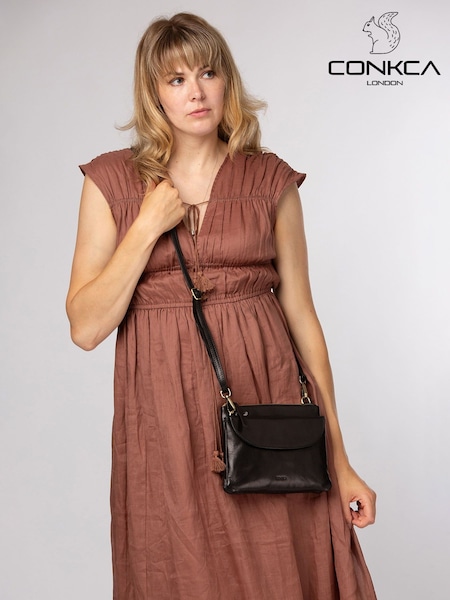 Melns - Conkca 'skylark' Leather Cross-body Bag