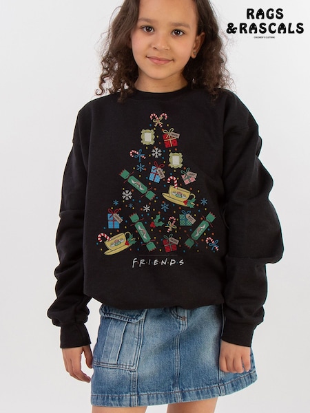 Чорний - Rags & Rascals Friends Christmas Tree Sweatshirt