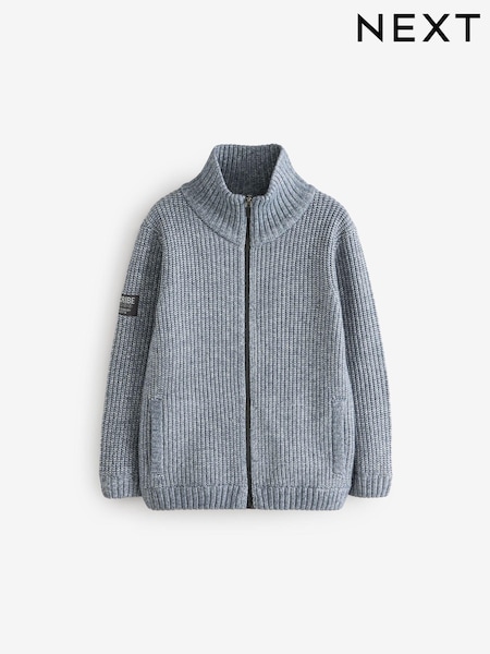 Skrilasto modra - Knitted Funnel Neck Zip Through (3-16yrs) (434134) | € 18 - € 23