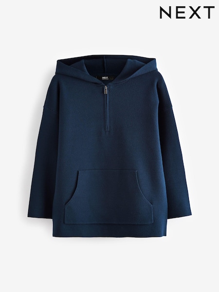 Navy Blue Quarter Zip Knitted Hoodie (3-16yrs) (434202) | 65 QAR - 83 QAR