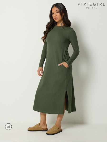 Zelená - Pixiegirl Petite Long Sleeve Maxi Dress