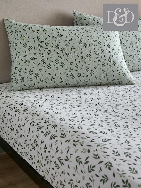 Dreams & Drapes Falling Leaf Brushed Cotton Fitted Bed Sheet