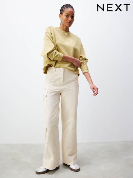 Ecru Cotton Blend Carpenter Cargo Trousers (435345) | €17.50