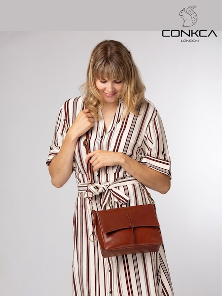 Brown - Conkca 'maya' Leather Cross-body Bag