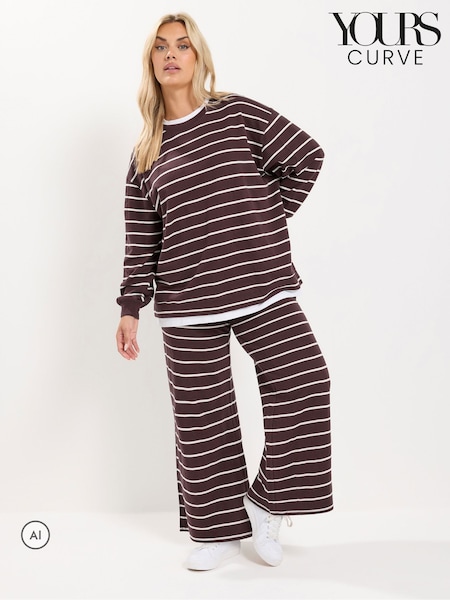 Brown - Yours Curve 2-in-1 Stripe Trouser Co-ord Set