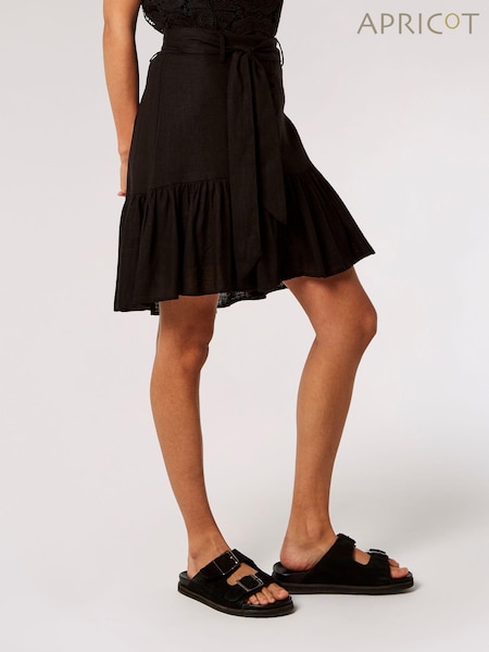 Apricot Black Button Tier Mini Tie Skirt With Linen (435579) | €21.50