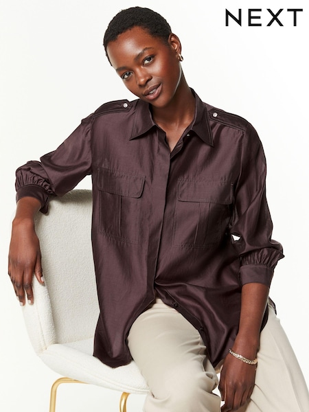 Wine Red Sheer Long Sleeve Oversized Shirt (435585) | €12