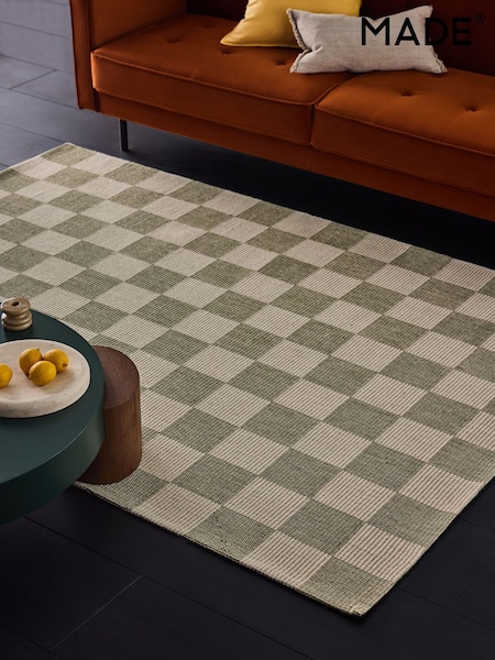 MADE.COM Green/White Juliette Woven Wool Rug (435987) | €74 - €375